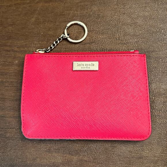 Kate Spade Laurel Way Bitsy Card Case Coin Purse Key Fob Pouch Wallet - Red - Picture 1 of 7